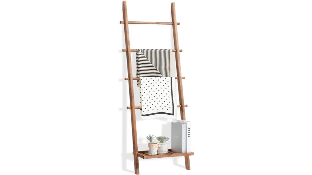 wood blanket ladder shelf