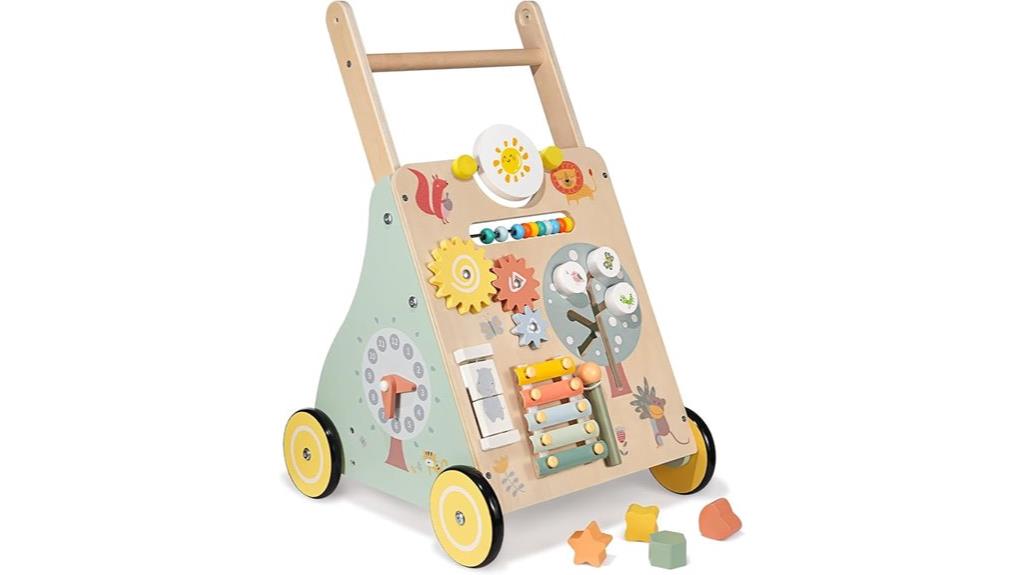wooden baby walker with activities