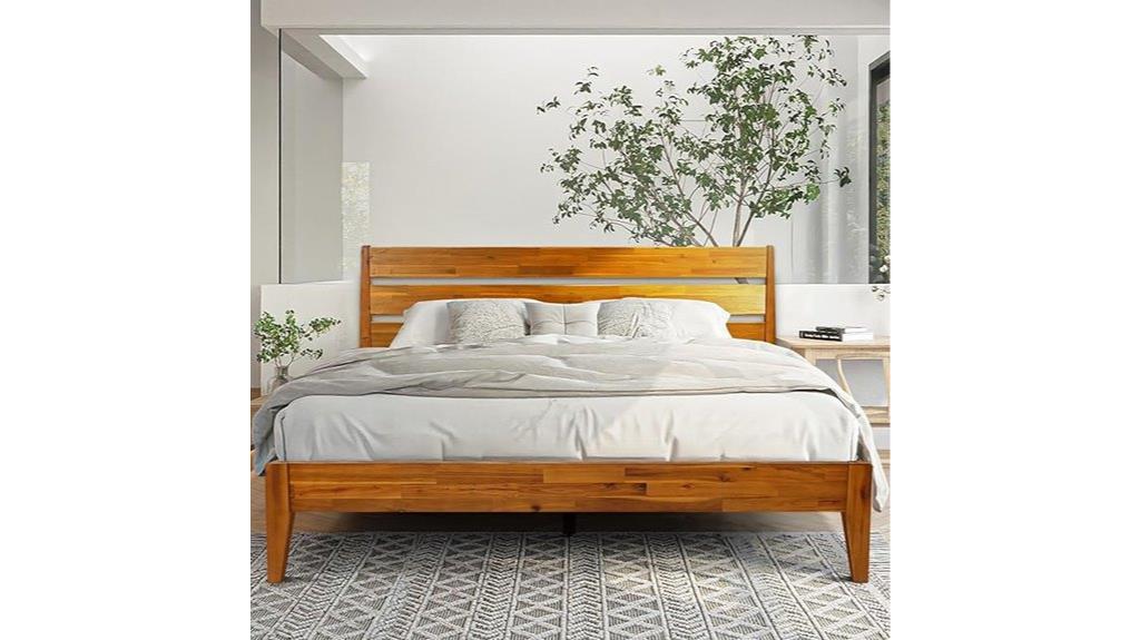 wooden bed with headboard