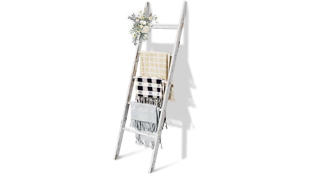 wooden blanket ladder shelf