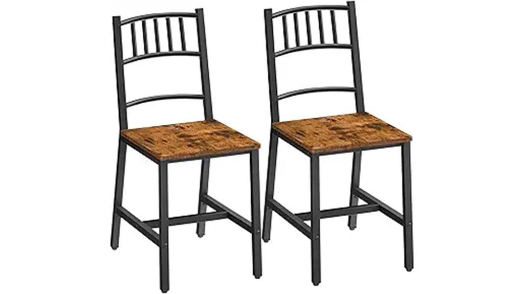 wooden chairs with metal frame