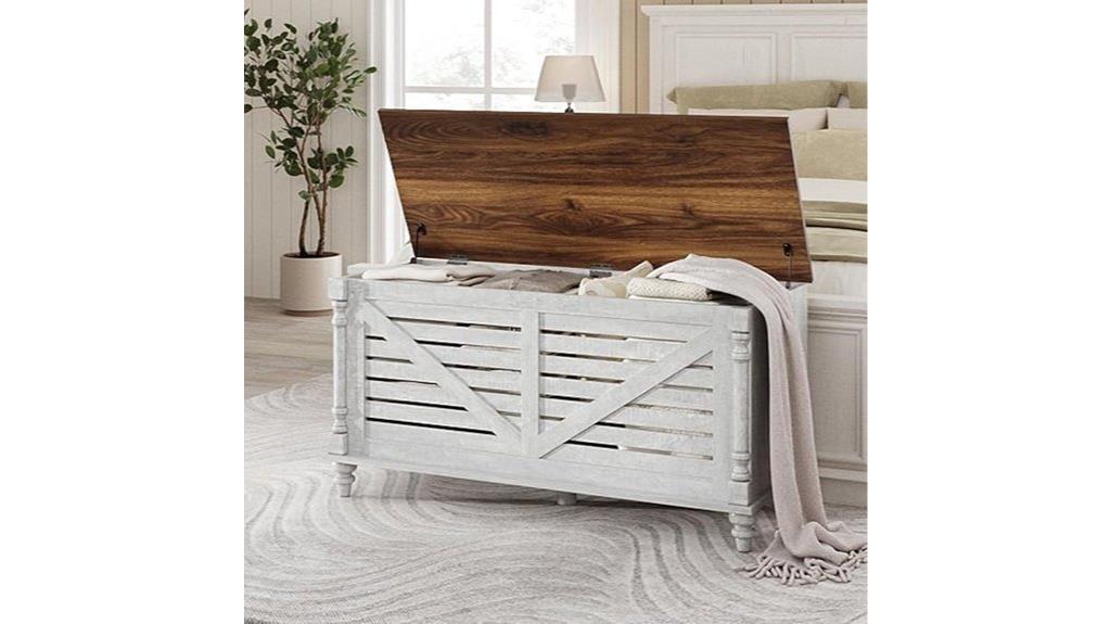 wooden chest with safety hinges