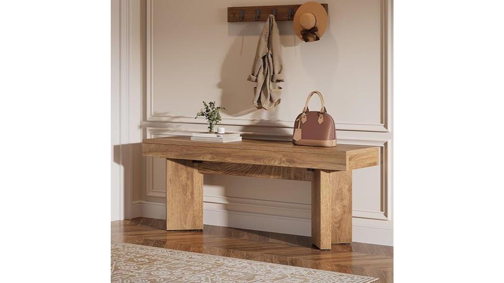 wooden entryway bench