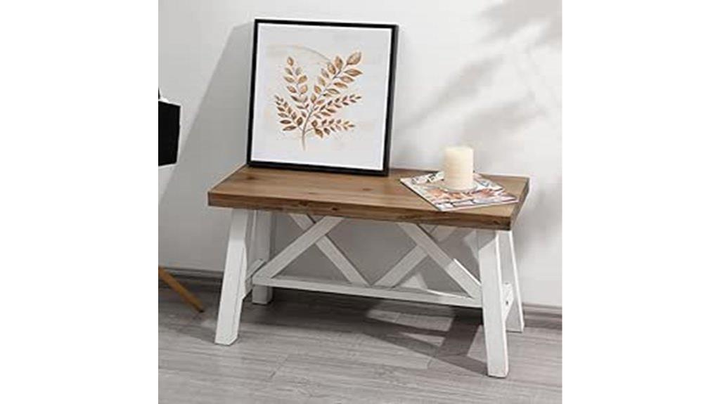 wooden farmhouse bench