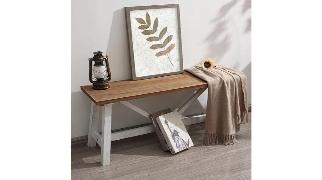 wooden farmhouse bench