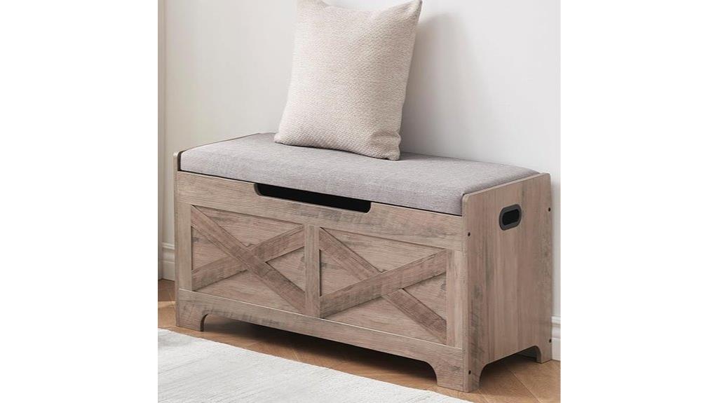 wooden farmhouse storage bench