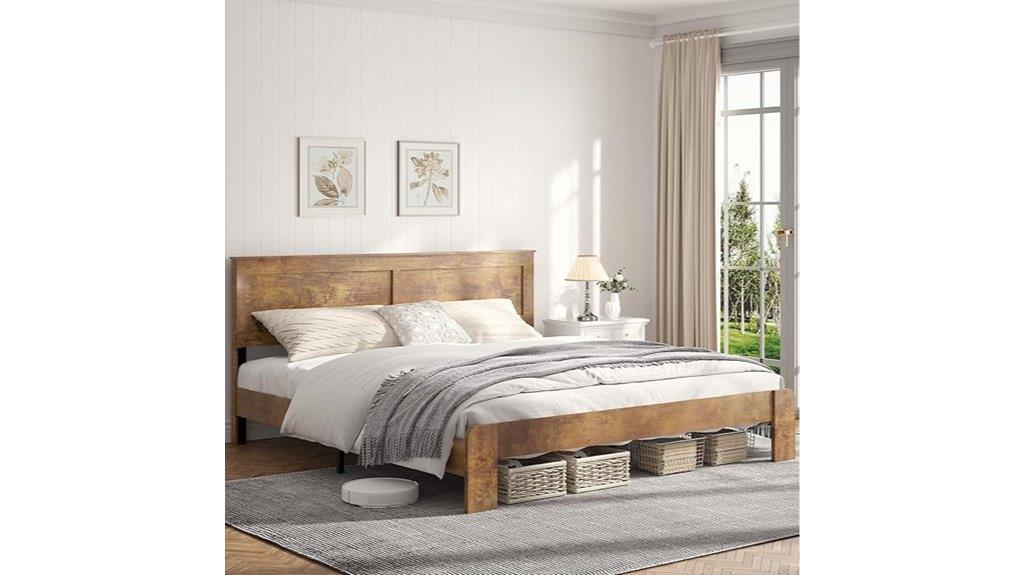 wooden king bed frame