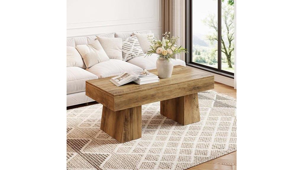 wooden rectangular coffee table