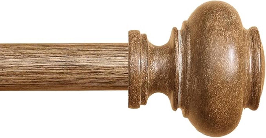 wooden window curtain rods