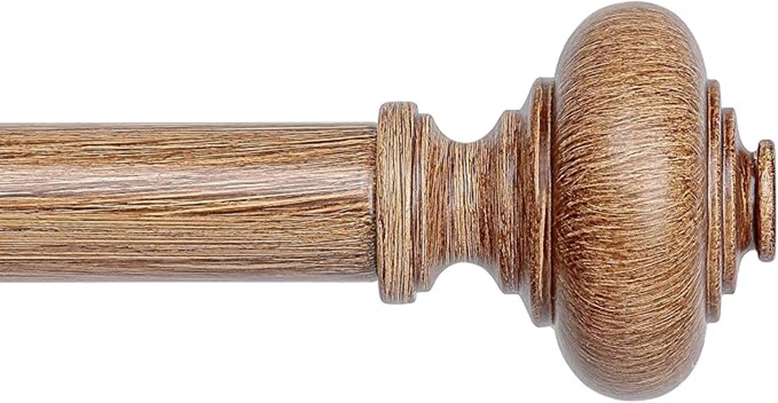 wooden window curtain rods