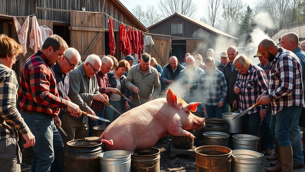 community pig slaughter event