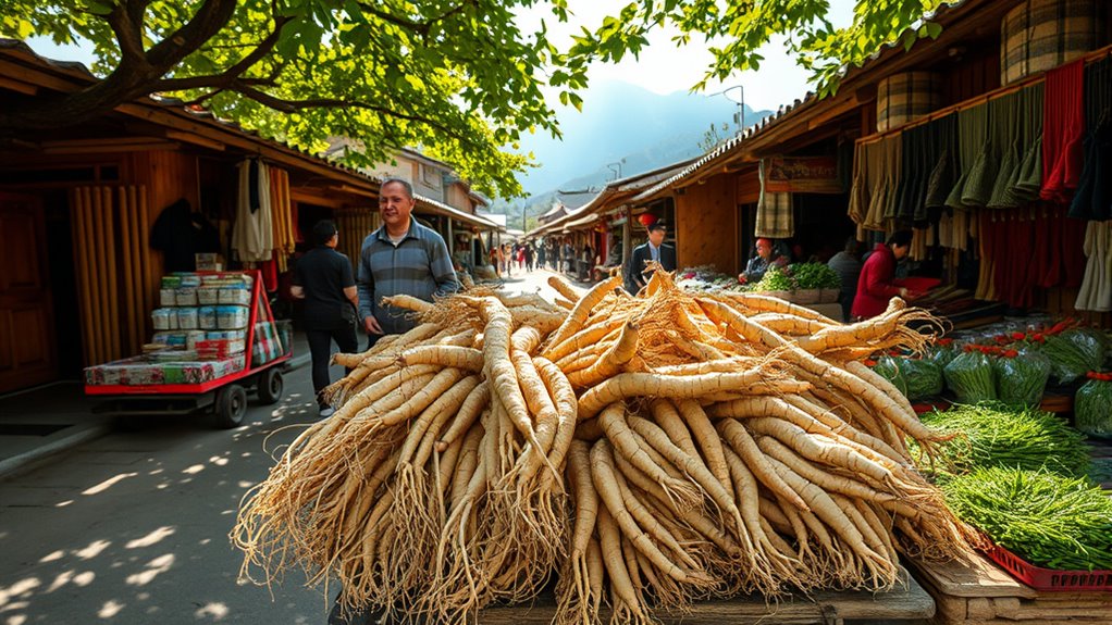 ginseng roots at mountain markets