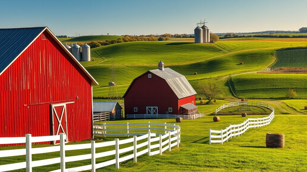 red barns and white fences
