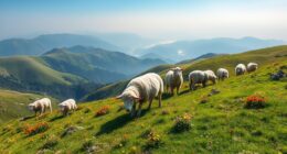 sheep grazing in high pastures