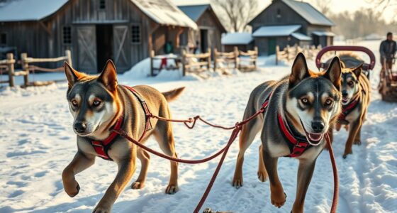sled dogs farm chores