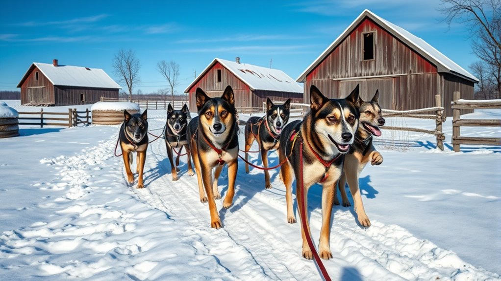 sled dogs support winter farming