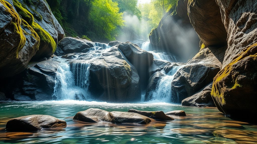 spring water flows downward