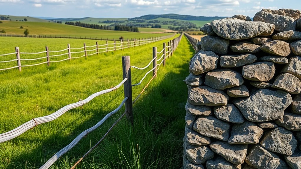 stone and wood fencing