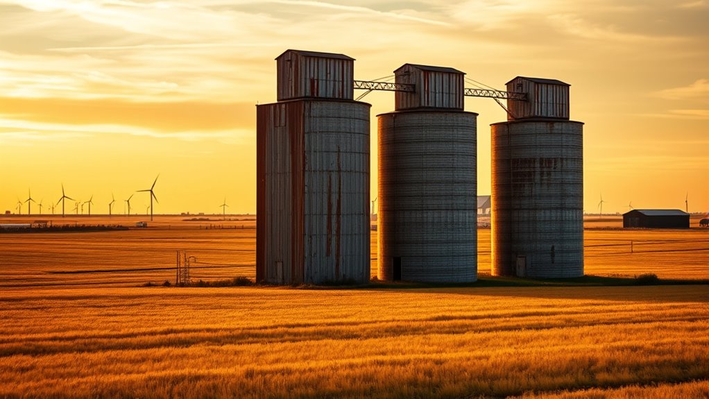 tall grain storage silos