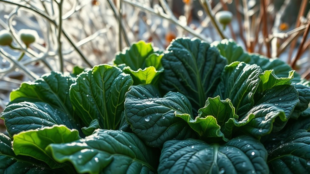 winter garden with collards