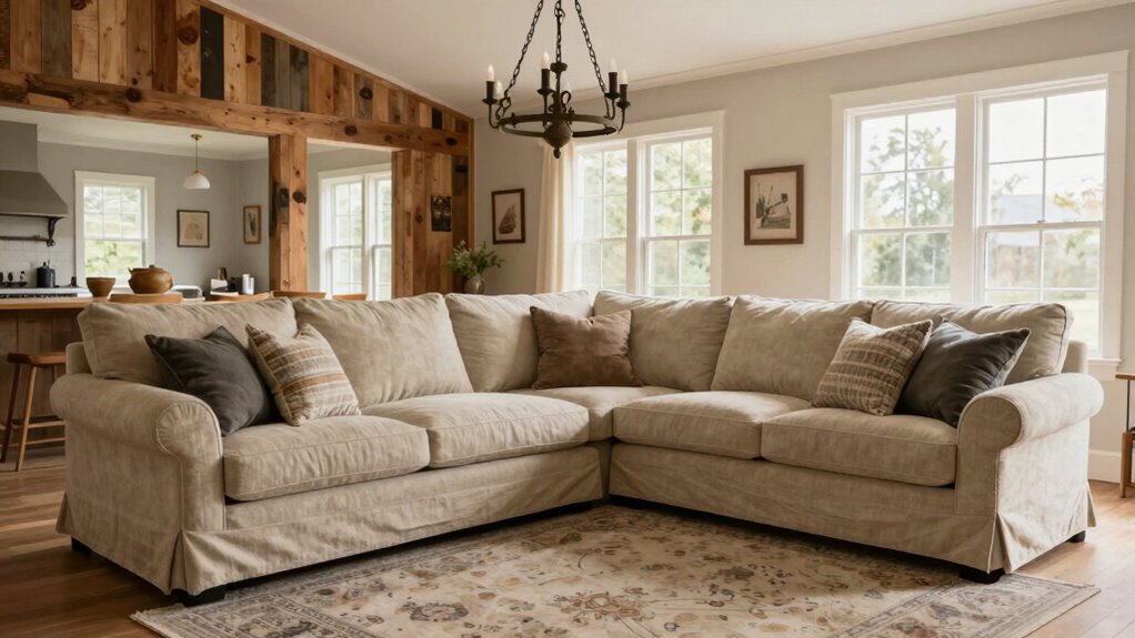 farmhouse sectional sofa sizing