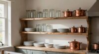 organized farmhouse open shelving