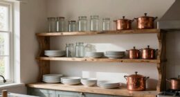 organized farmhouse open shelving