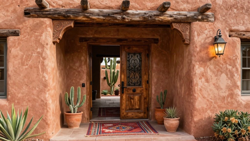 southwestern adobe home entryways