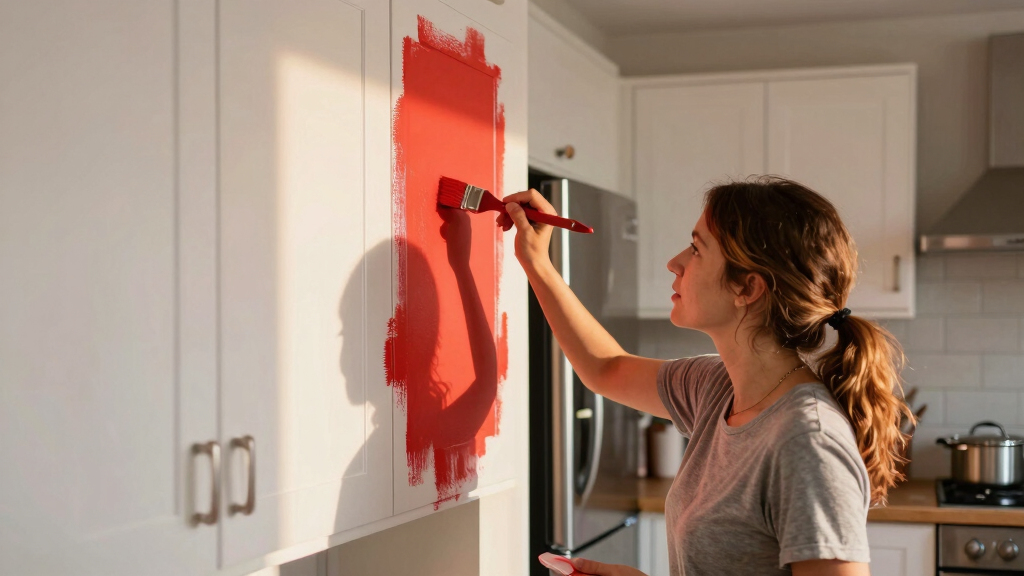 This Renter Gave Her Tiny, Bland Kitchen A Bold Red Makeover