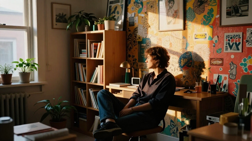 A Renter-Friendly Wall And IKEA BILLY Created A Moody Office