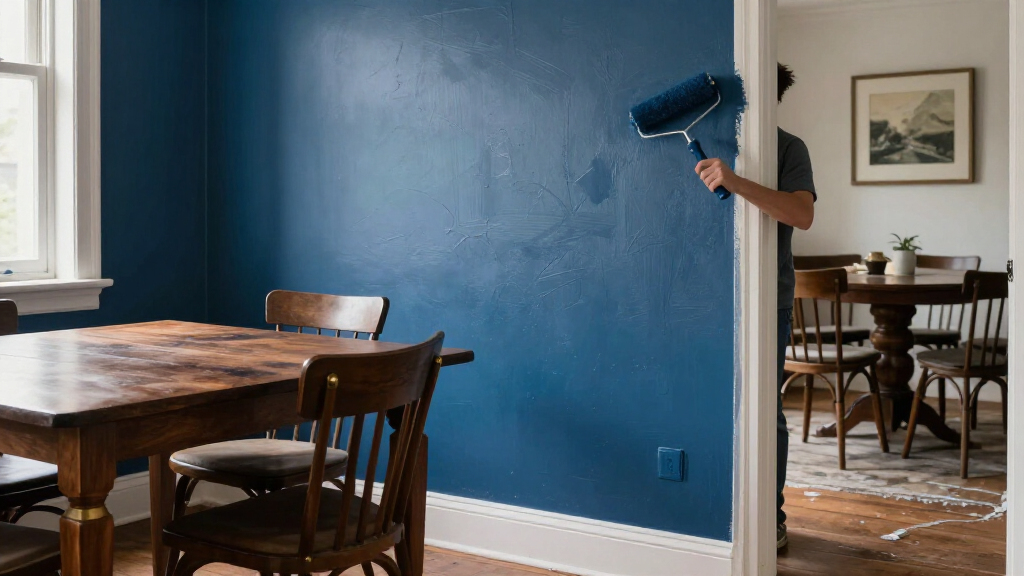 They Drenched A Dining Room In Deep Blue — Now It’s Moody And Vintage