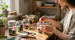 Savvy Upcyclers Transform Old Glass Jars Into A Sewing Kit With An Impressive DIY